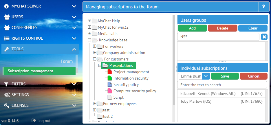 MyChat internal forum