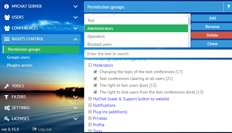 MyChat Server: permissions for mods