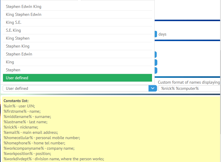 Configuring compound names in MyChat office messenger