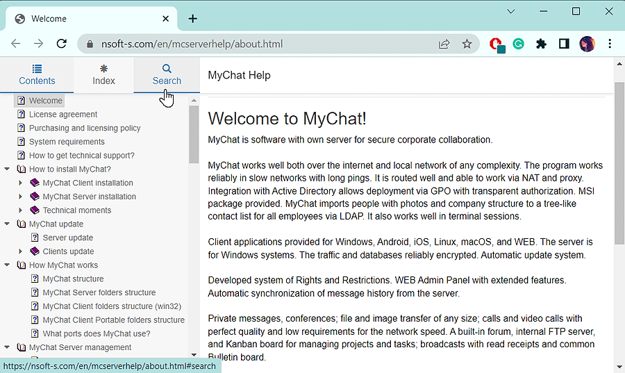 Rrdesigned Help page in MyChat 2023.3