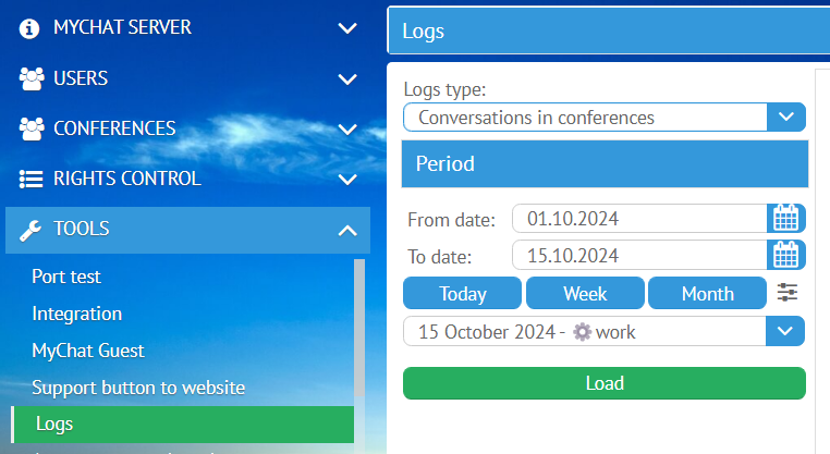 Remote monitoring of MyChat Server logs