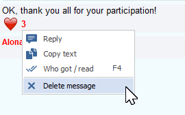 Deleting a message in MyChat Client